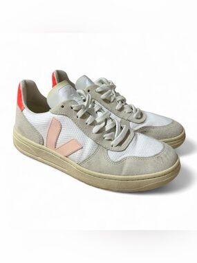 Women’s Veja V-10 White Petal Orange Sneakers Size 8
